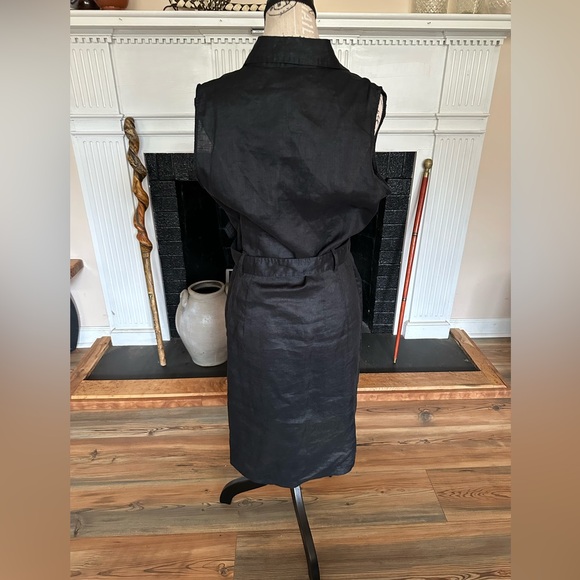 NWT Allison Taylor 100% Linen Black Utility Safari Belted Shirt Dress Size 10 M - Picture 13 of 14